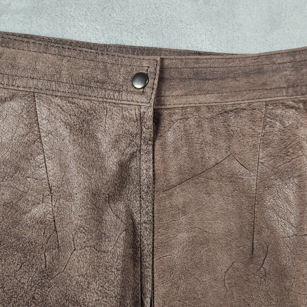 Tarazzia Internationale Genuine Leather Pencil Skirt Brown Vintage 90s Size 7/8